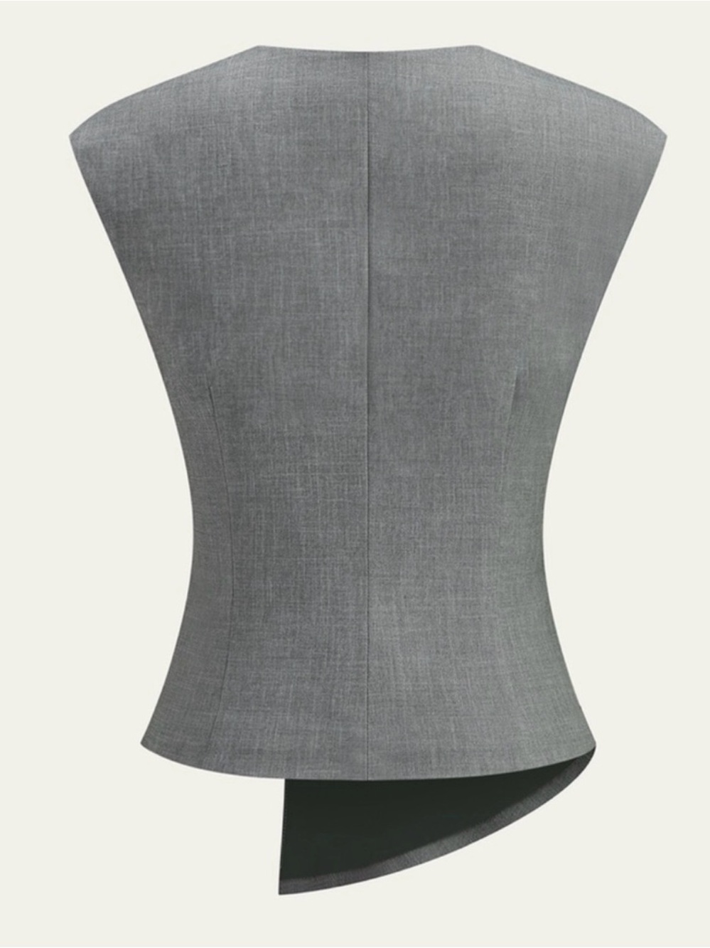 Commense Grey Asymmetric Draped V-Neck Sleeveless Blouse - Picture 3 of 4